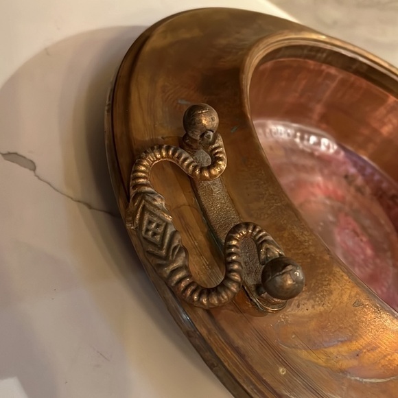 16.5” BRASS AND COPPER BRAZIER BOWL PLANTER VESSEL - Picture 4 of 10